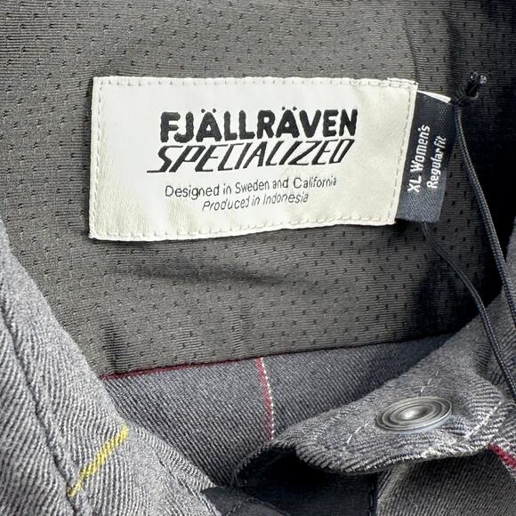 Fjallraven Specialized Riders Long-Sleeve Flannel Shirt Womens Sz XL Grey Flag - Picture 9 of 10